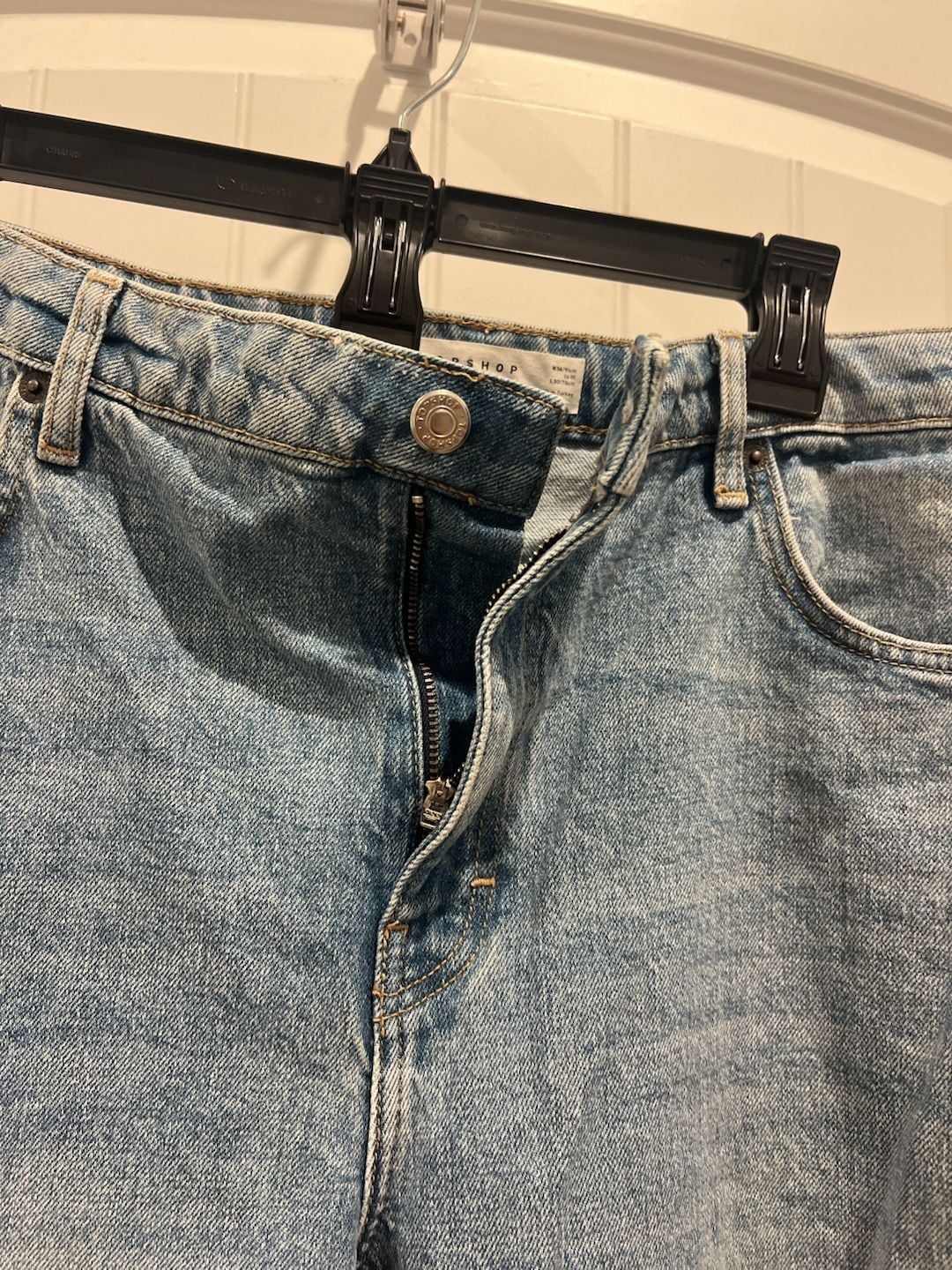 TopShop Womens Sz 36 Original Straight Fit Cropped Distressed Jeans 14