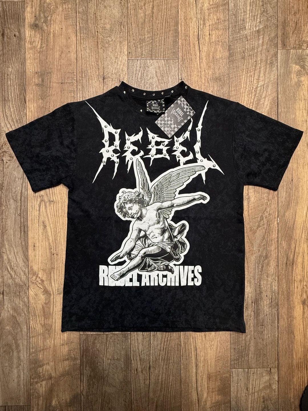 Rebel Vengeance Rebel Archives Graphic T-Shirt Studded Black New 2