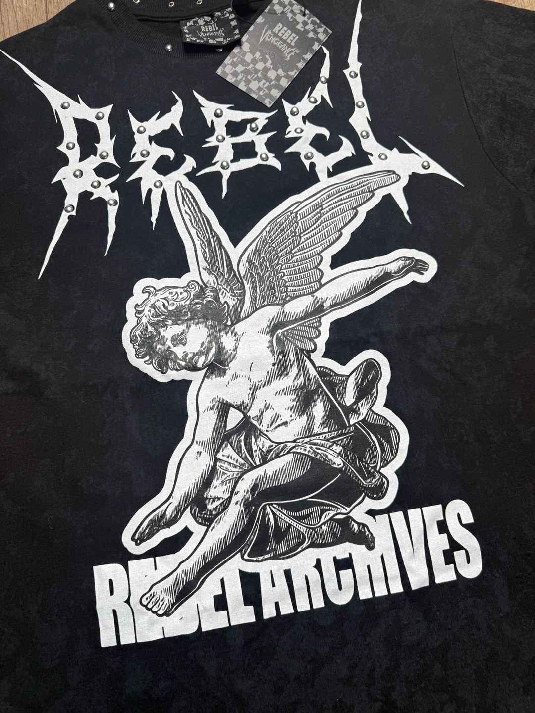Rebel Vengeance Rebel Archives Graphic T-Shirt Studded Black New 4