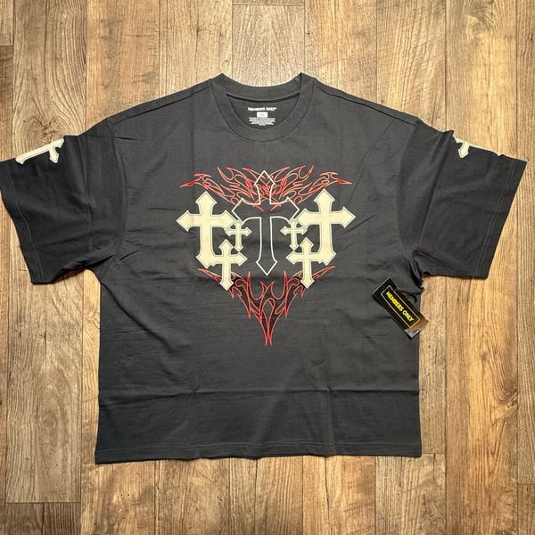 Members Only Cross Graphic Y2K Grunge Boxy T-Shirt 2XL Black