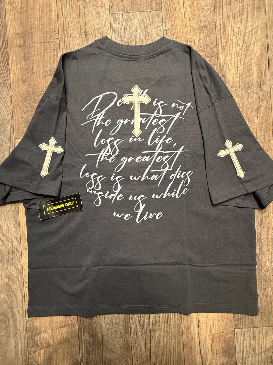 Members Only Cross Graphic Y2K Grunge Boxy T-Shirt 2XL Black 5