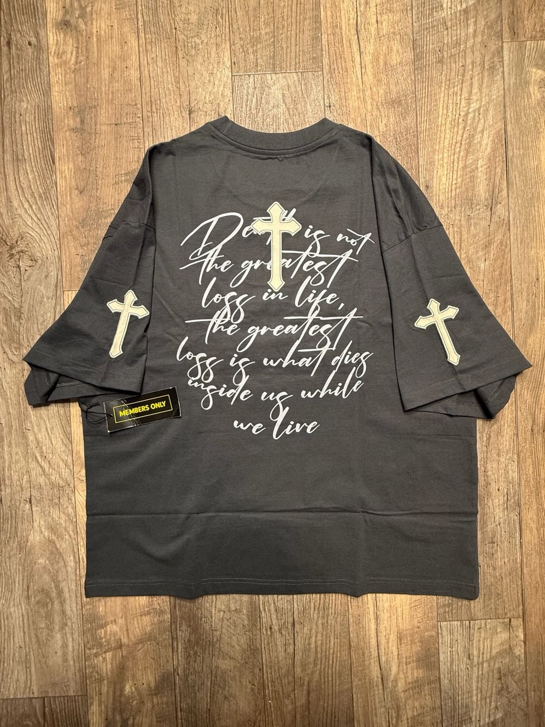 Members Only Cross Graphic Y2K Grunge Boxy T-Shirt 2XL Black 6