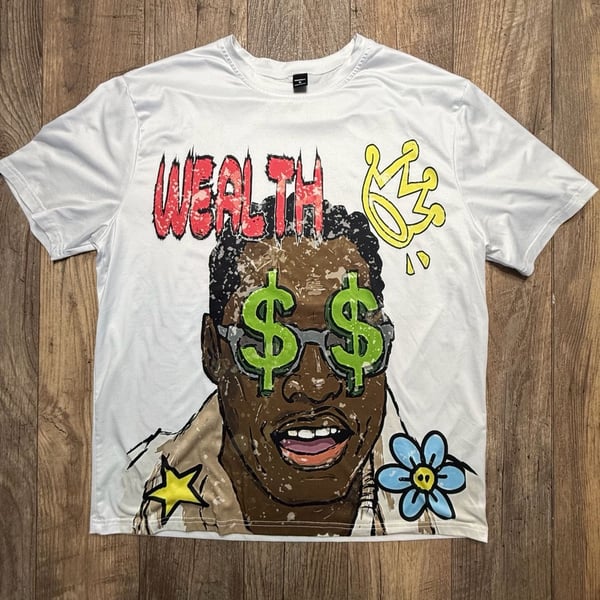 Manfinity Wealth Money Talks Graphic Print Short Sleeve T-Shirt White XL