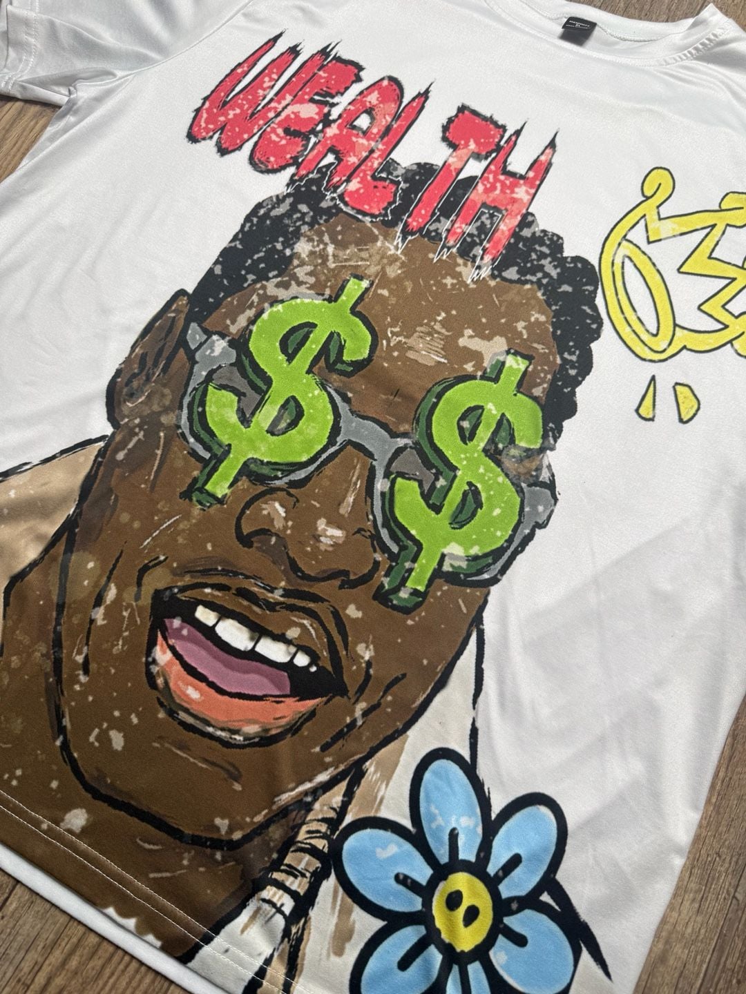 Manfinity Wealth Money Talks Graphic Print Short Sleeve T-Shirt White XL 3