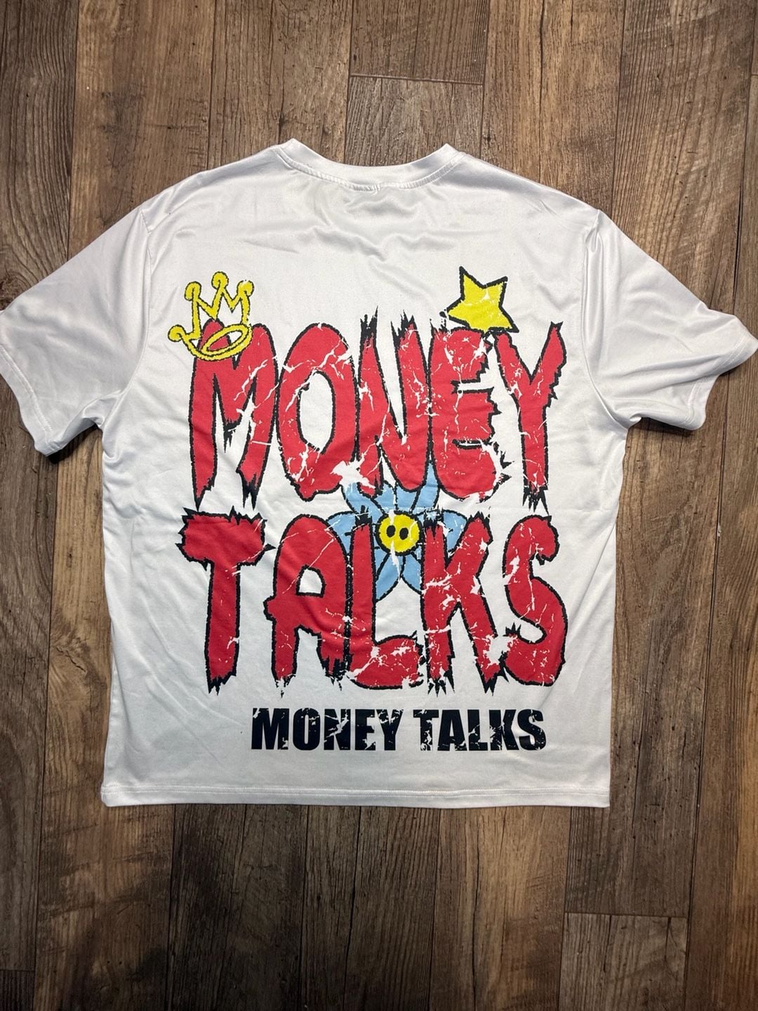 Manfinity Wealth Money Talks Graphic Print Short Sleeve T-Shirt White XL 5