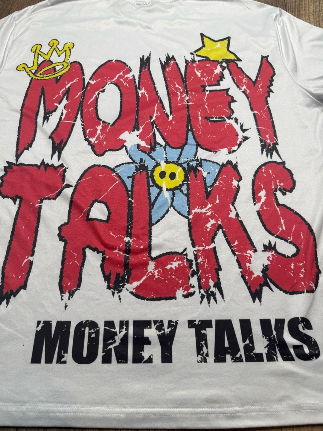 Manfinity Wealth Money Talks Graphic Print Short Sleeve T-Shirt White XL 6