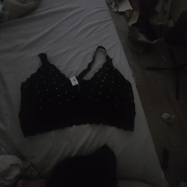 Torrid Black Lace Rhinestone Embellished Bralette Size 2