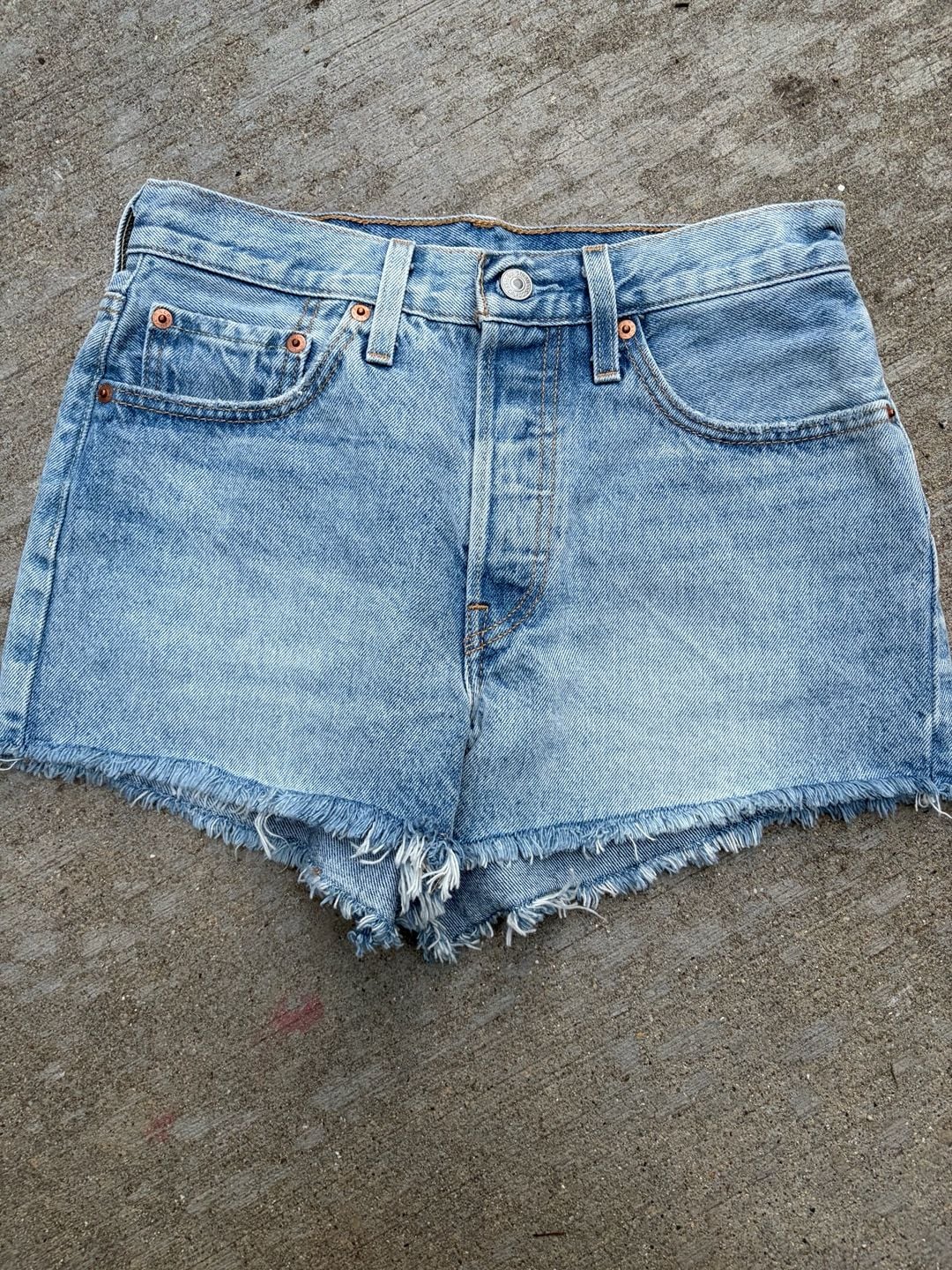 Levi's 501 Original Fit High Rise Button Fly Denim Cut Off Shorts Size 26 3