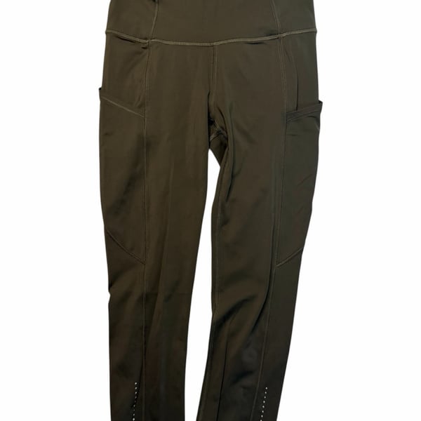 Lululemon Fast and Free Crop II Nulux Dark Olive Green Leggings