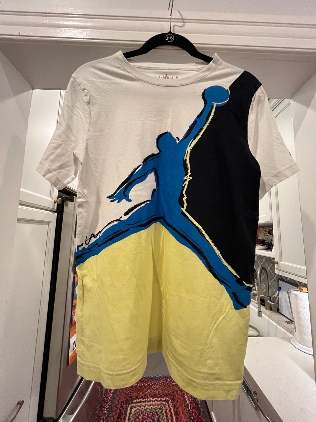 Jordan Jumpman Graphic Logo Colorblock T-Shirt White Blue Yellow Boys XL 2