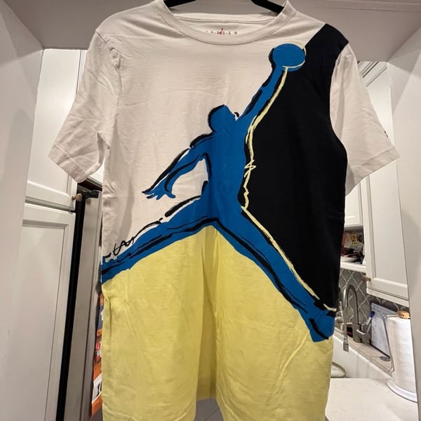 Jordan Jumpman Graphic Logo Colorblock T-Shirt White Blue Yellow Boys XL