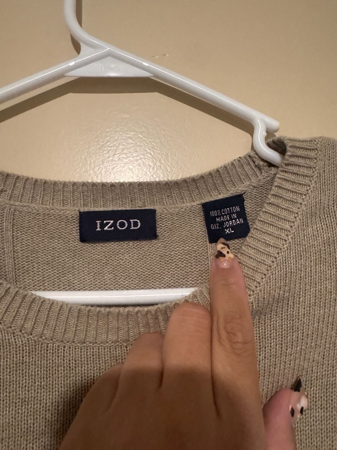 Vintage 100% Cotton oatmeal Crew Neck Long Sleeve Sweater XL 7