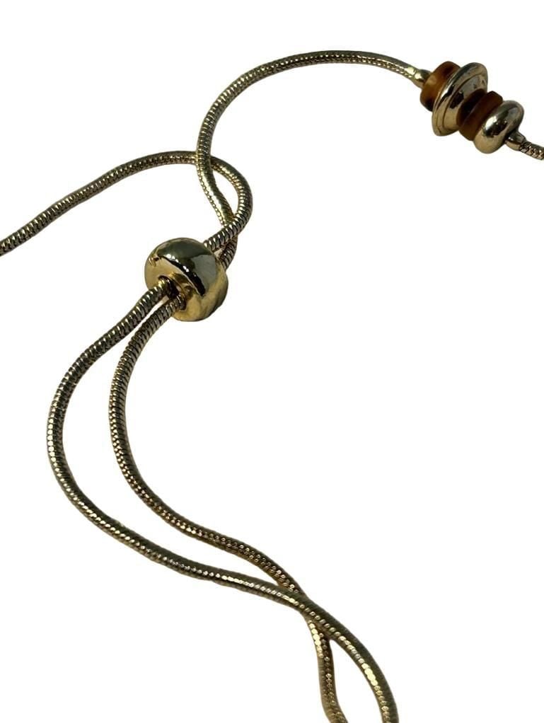 Chico's adjustable gold lariat necklace beads and tassels. 7