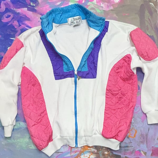 Casual Isle Vintage 80s Colorblock Windbreaker Jacket