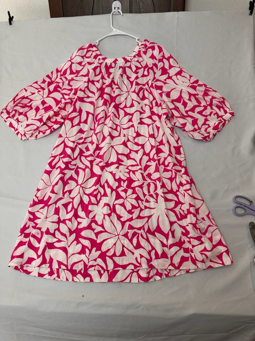 Sonoma Goods For Life Pink White Floral Print Crinkle Gauze Tunic Dress 2X Plus 2