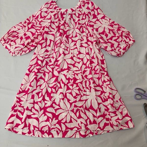 Sonoma Goods For Life Pink White Floral Print Crinkle Gauze Tunic Dress 2X Plus