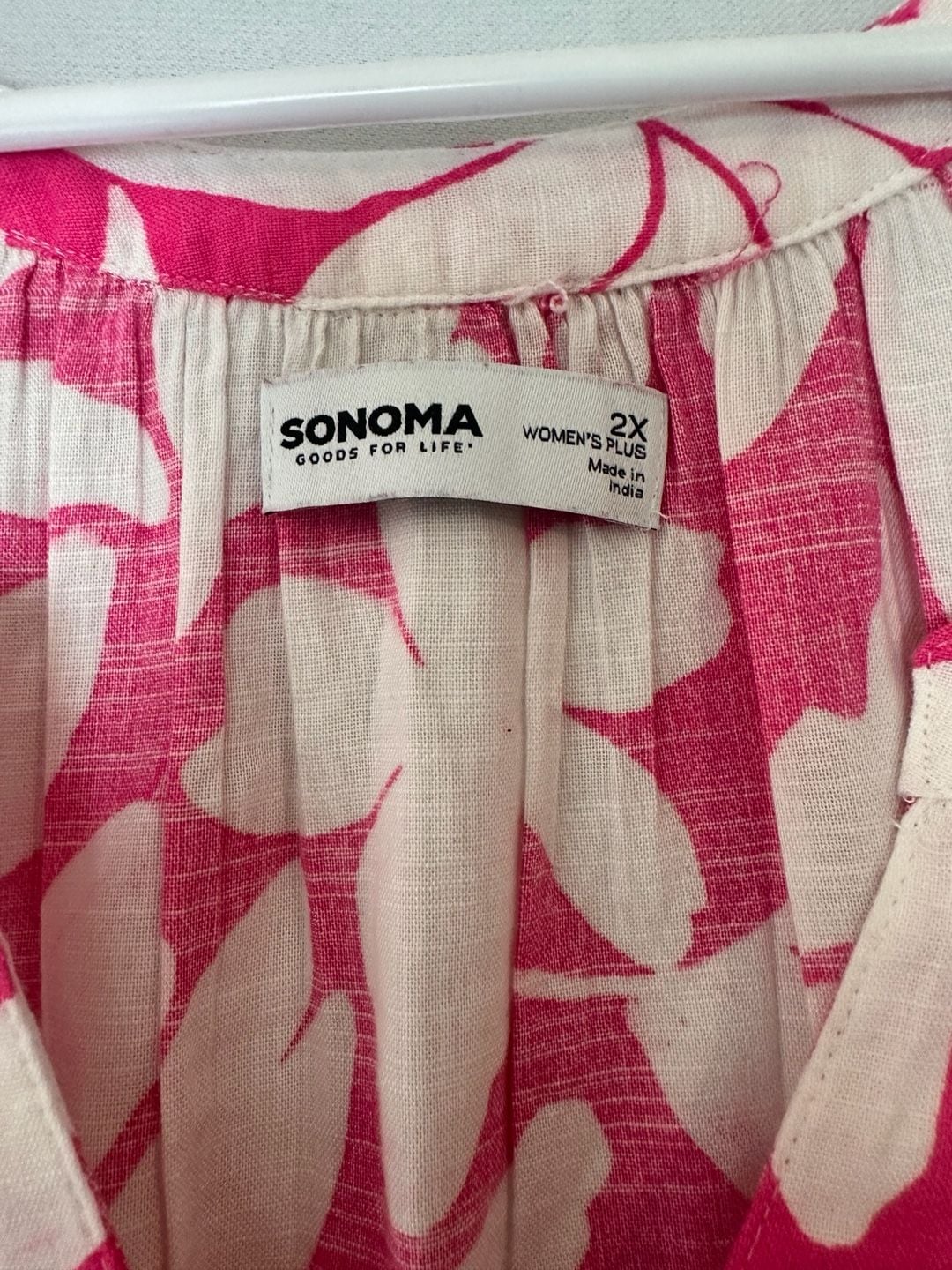 Sonoma Goods For Life Pink White Floral Print Crinkle Gauze Tunic Dress 2X Plus 4