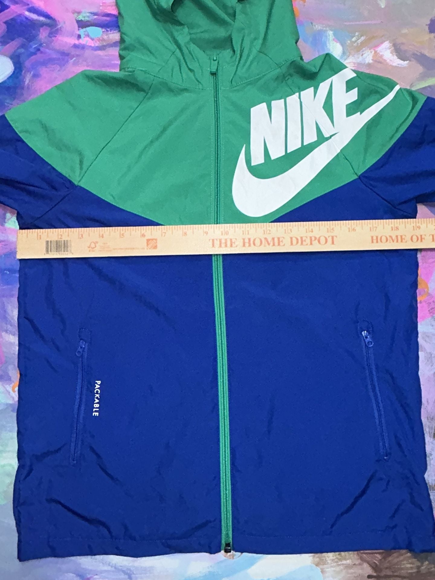 Nike Green and Blue Packable Windbreaker Jacket Youth Large 6