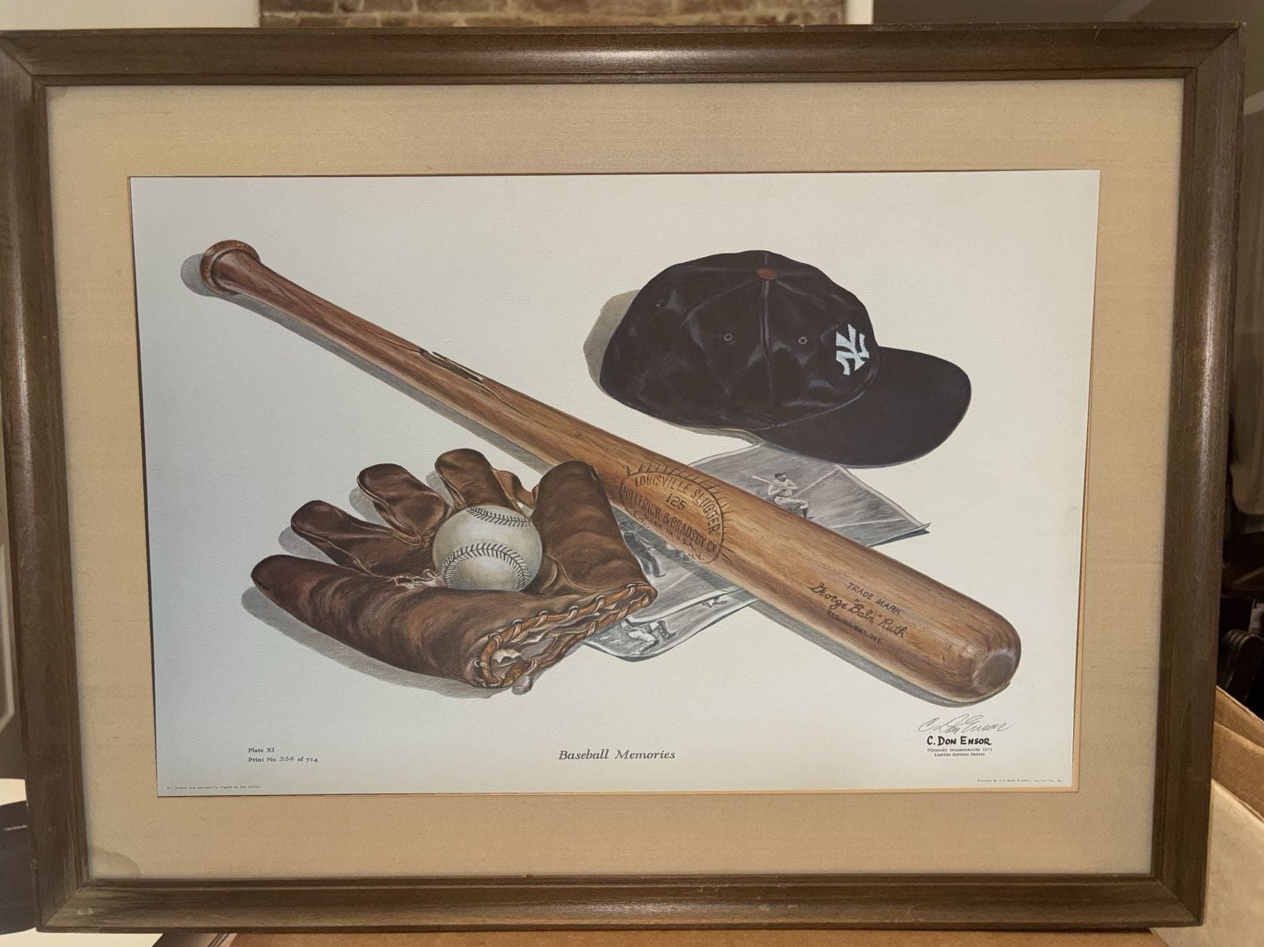 C. Don Ensor Baseball Memories Limited Edition Framed Art Print #334 of 714. 1