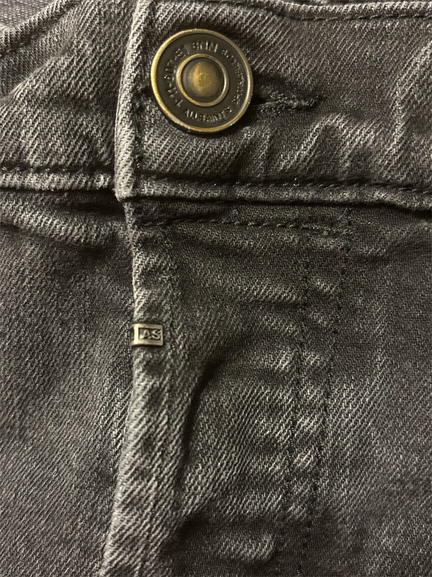 AllSaints Mid Rise Cigarette Black Denim Jeans Size 32 4