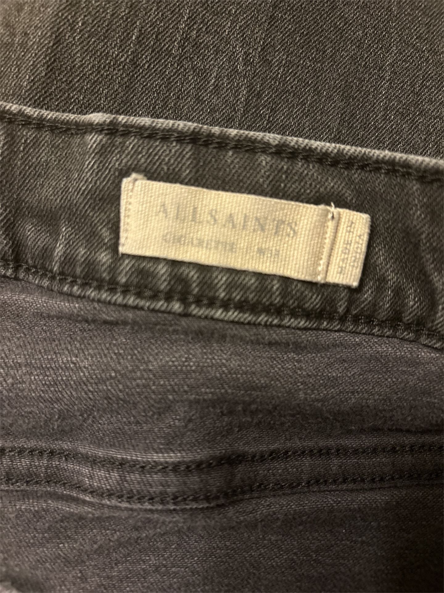 AllSaints Mid Rise Cigarette Black Denim Jeans Size 32 5