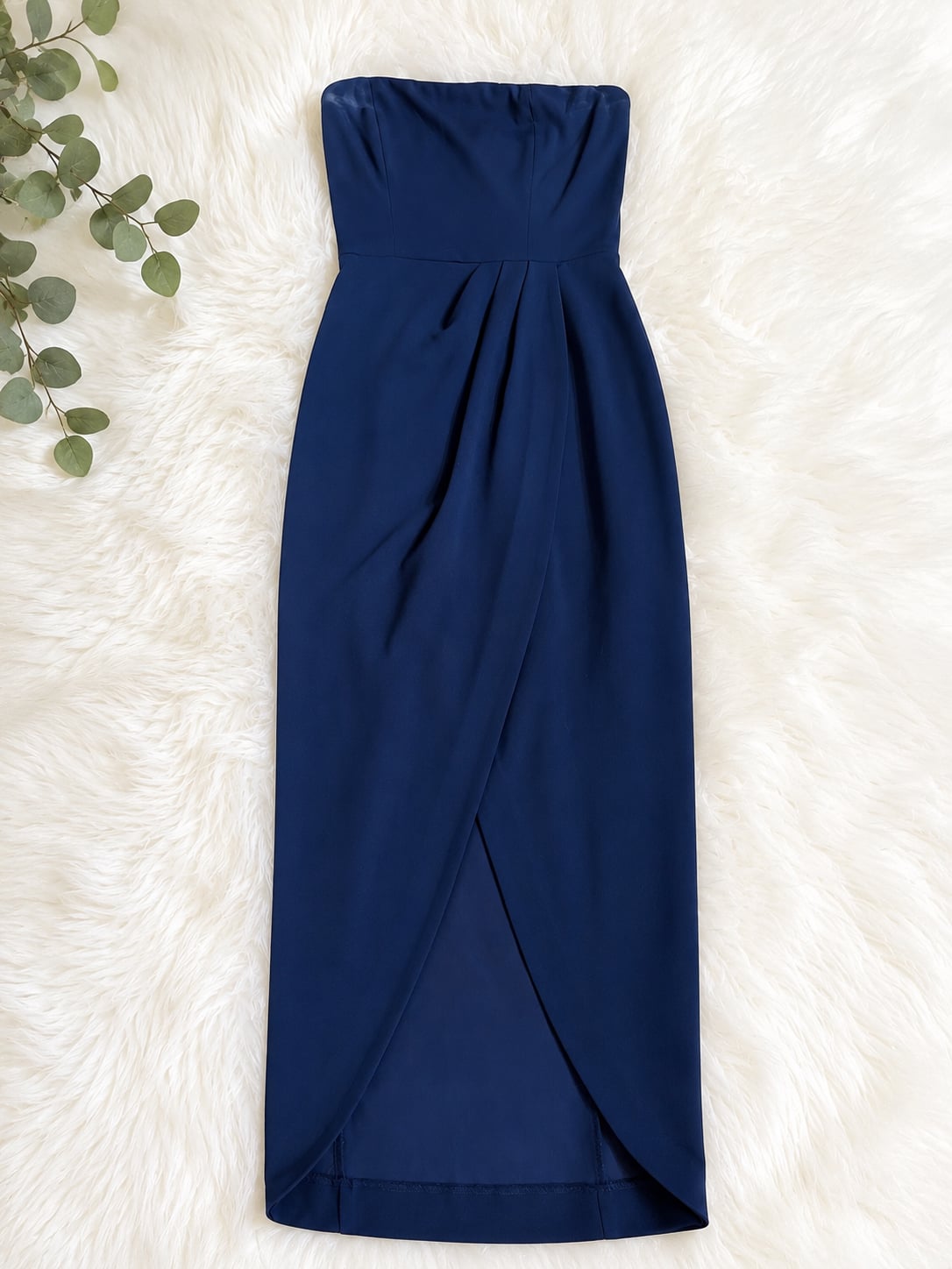 WAYF Navy Blue Angelique Strapless Tulip Hem Cocktail Dress S 2