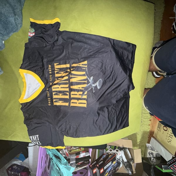 Fernet Branca Fernando 26 Black and Yellow V-Neck Jersey Shirt Size L