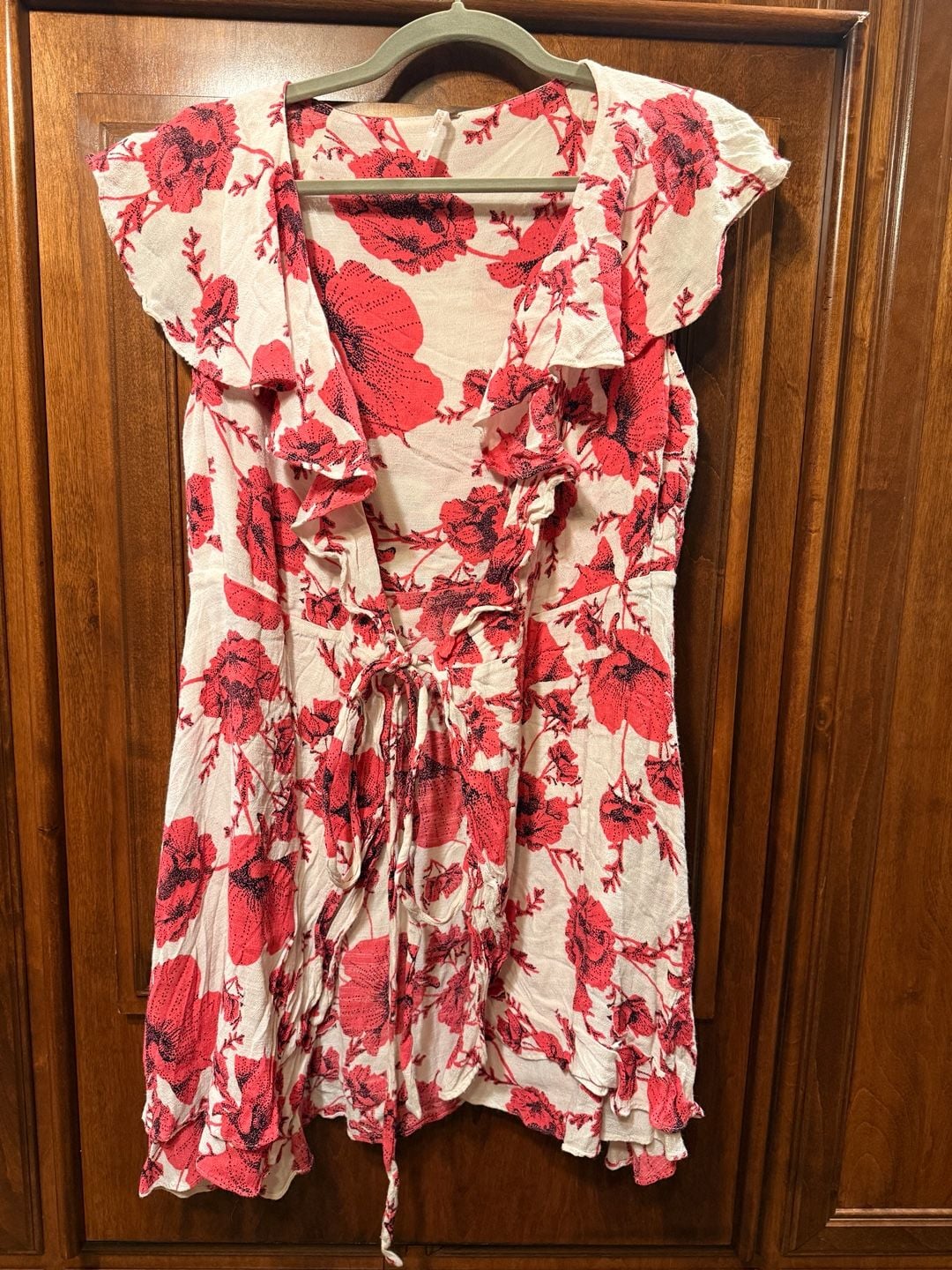 Free People French Quarter Printed Mini Tunic Dress Red Floral Size M 9