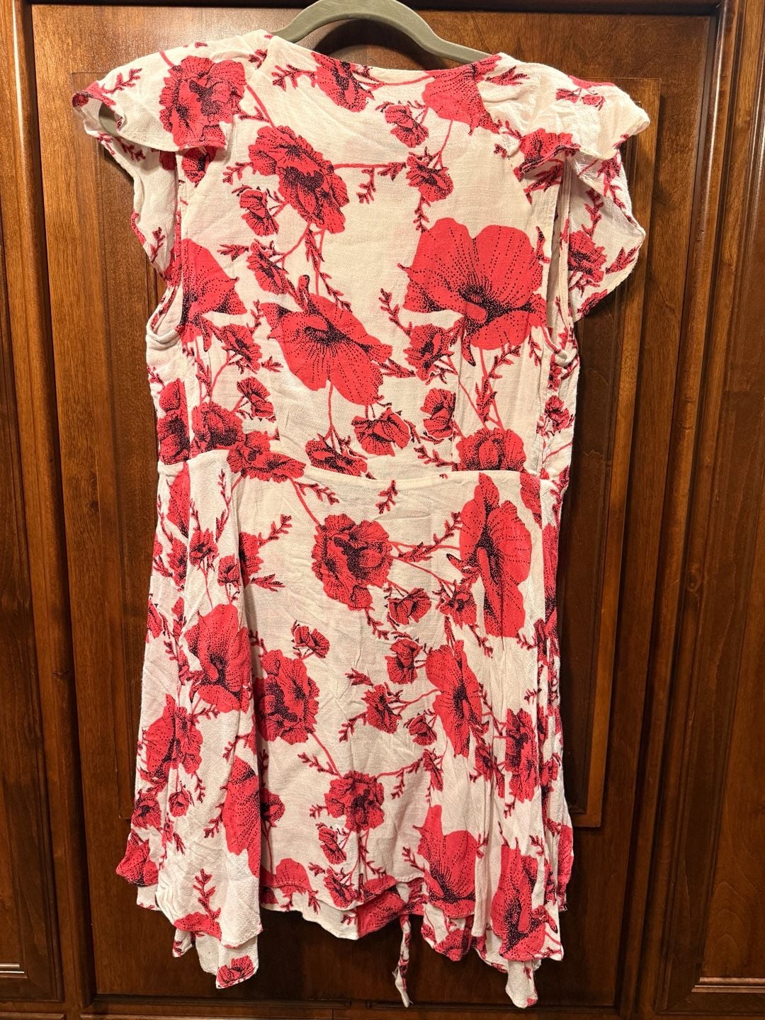 Free People French Quarter Printed Mini Tunic Dress Red Floral Size M 10
