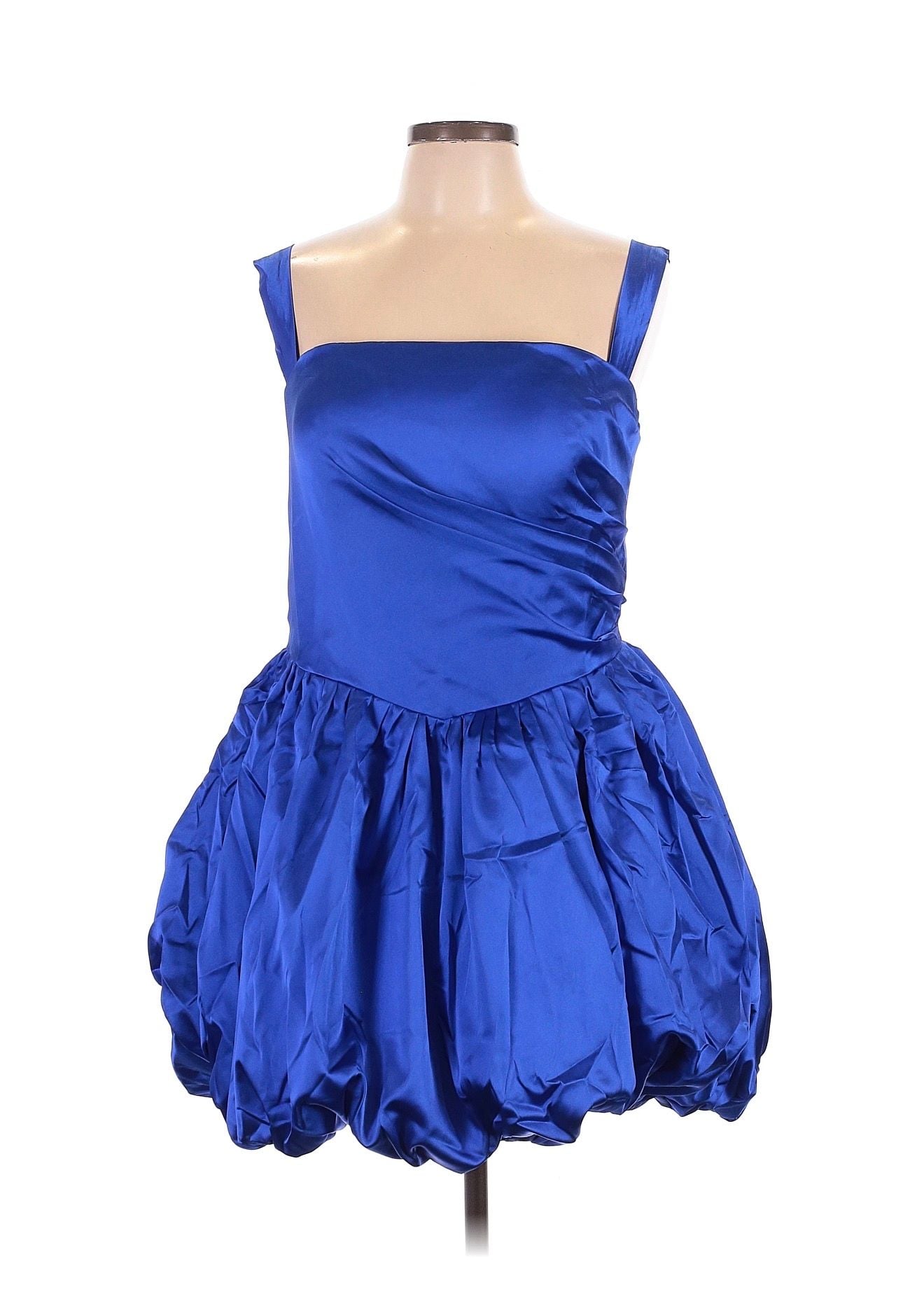 Nautical Blue Satin Bubble Mini Dress 2