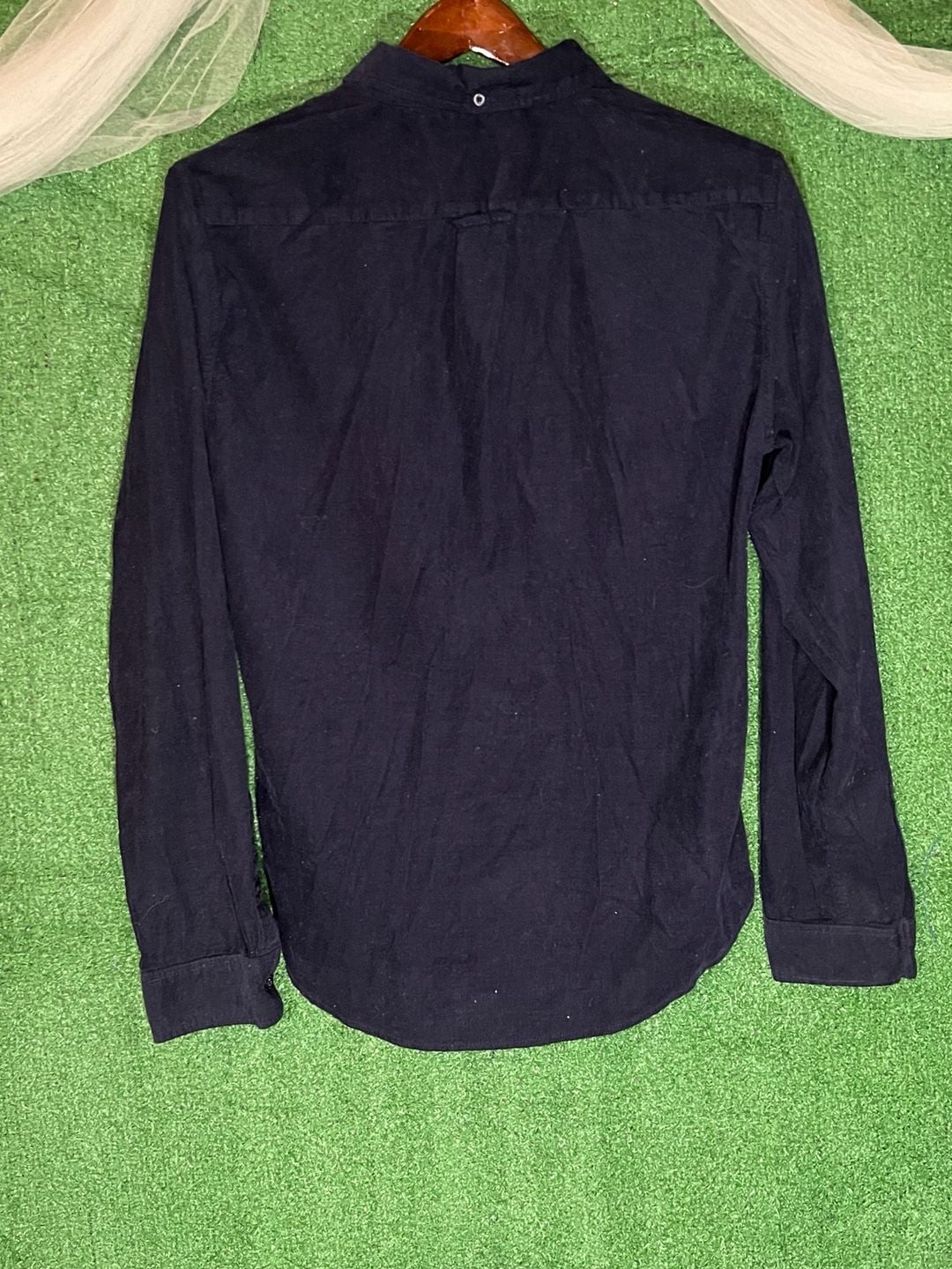 Prince & Fox Men's Navy Blue Long Sleeve Corduroy Button Down Shirt Size M 3