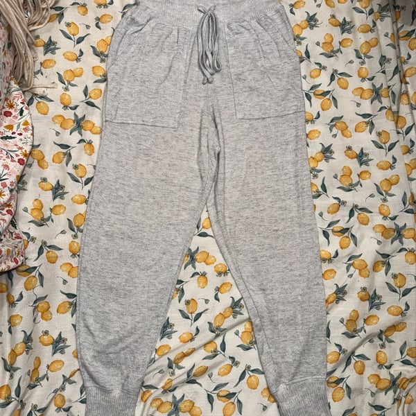 Aerie Gray Knit High Waist Drawstring Lounge Jogger Pants Size S