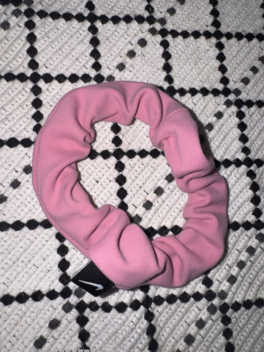 Nike Dri-FIT Pink Hair Scrunchie with Logo Tag 4