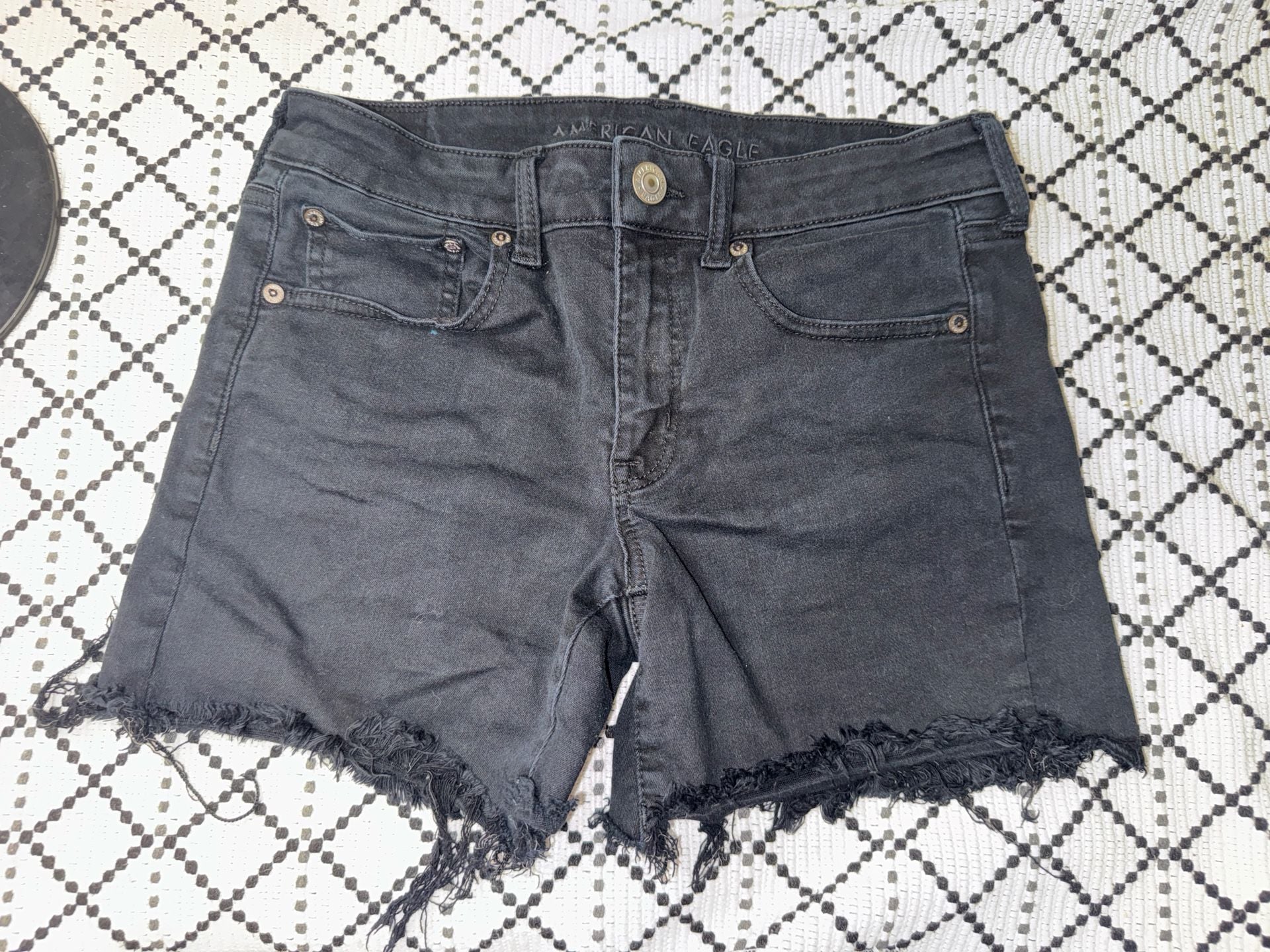 American Eagle Ne(x)t Level Stretch Black Denim Cutoff Shorts 2