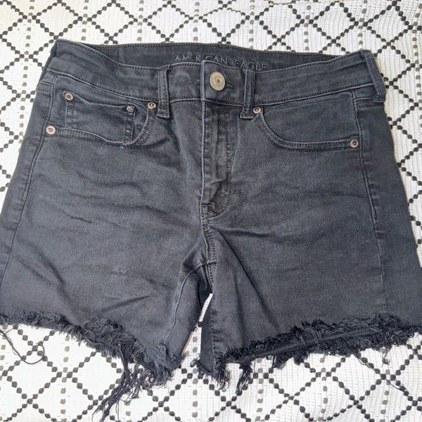 American Eagle Ne(x)t Level Stretch Black Denim Cutoff Shorts