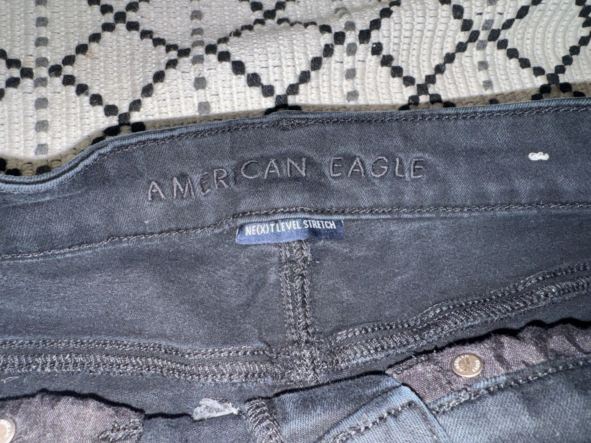 American Eagle Ne(x)t Level Stretch Black Denim Cutoff Shorts 6