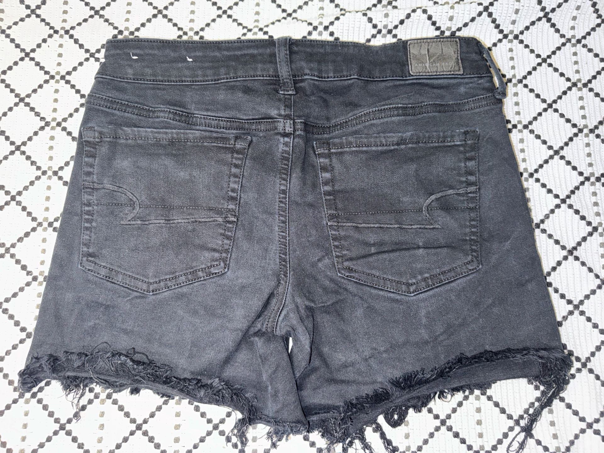 American Eagle Ne(x)t Level Stretch Black Denim Cutoff Shorts 8