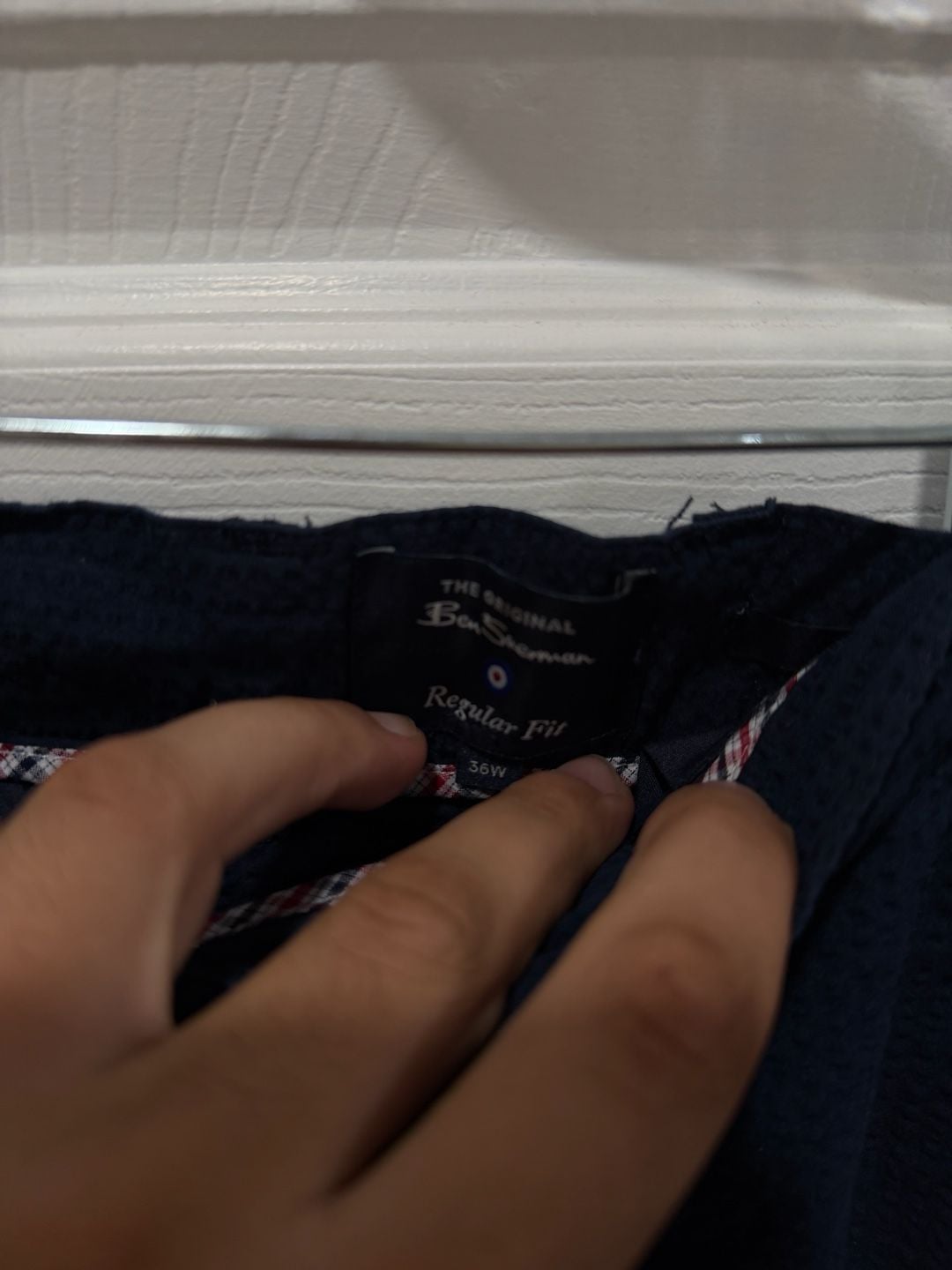 Ben Sherman Men's Regular Fit Seersucker Navy Shorts Size 36W 4