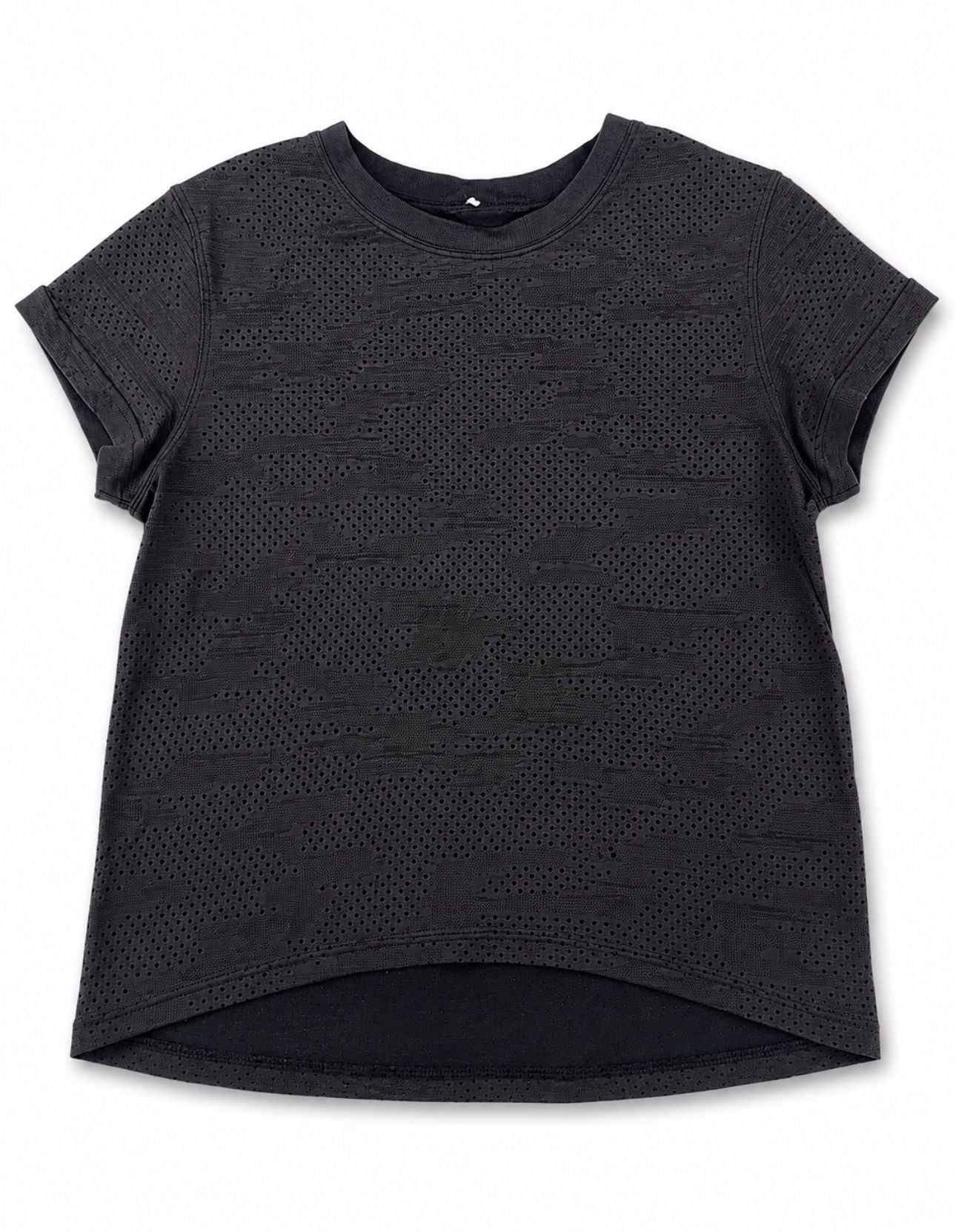 Lululemon Breeze By Short Sleeve Tee Black Perforated Mesh Size 2* 2