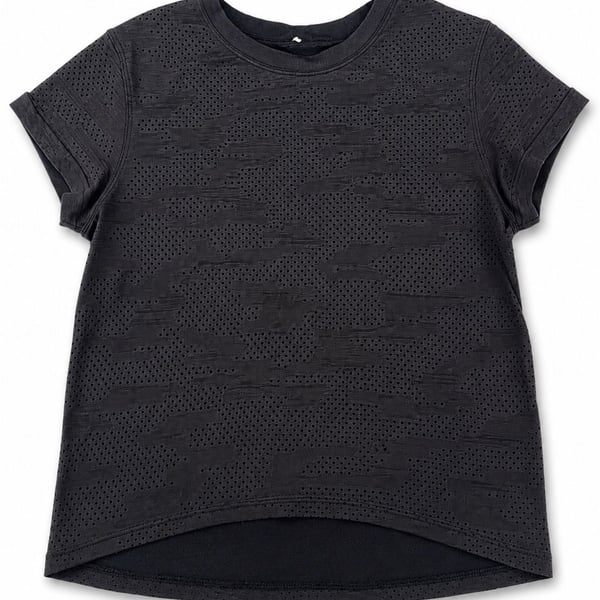 Lululemon Breeze By Short Sleeve Tee Black Perforated Mesh Size 2*