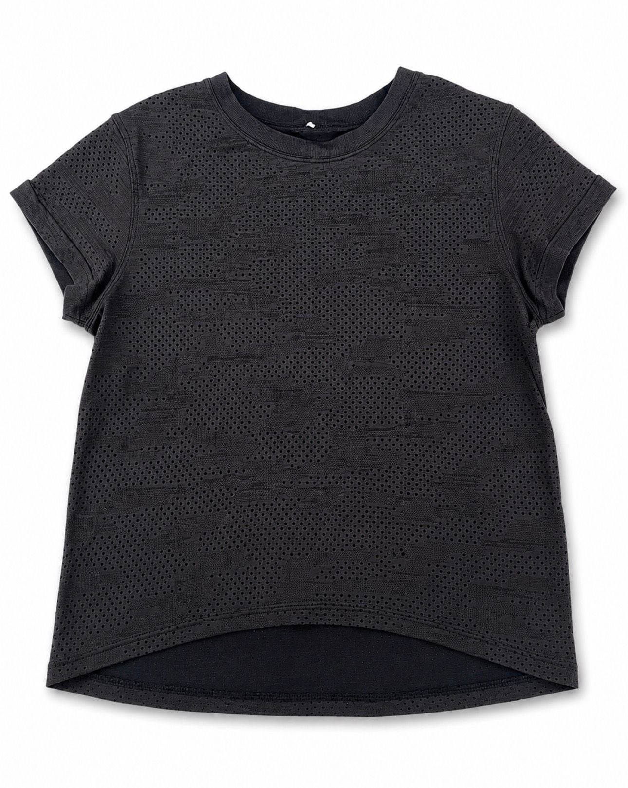 Lululemon Breeze By Short Sleeve Tee Black Perforated Mesh Size 2* 5