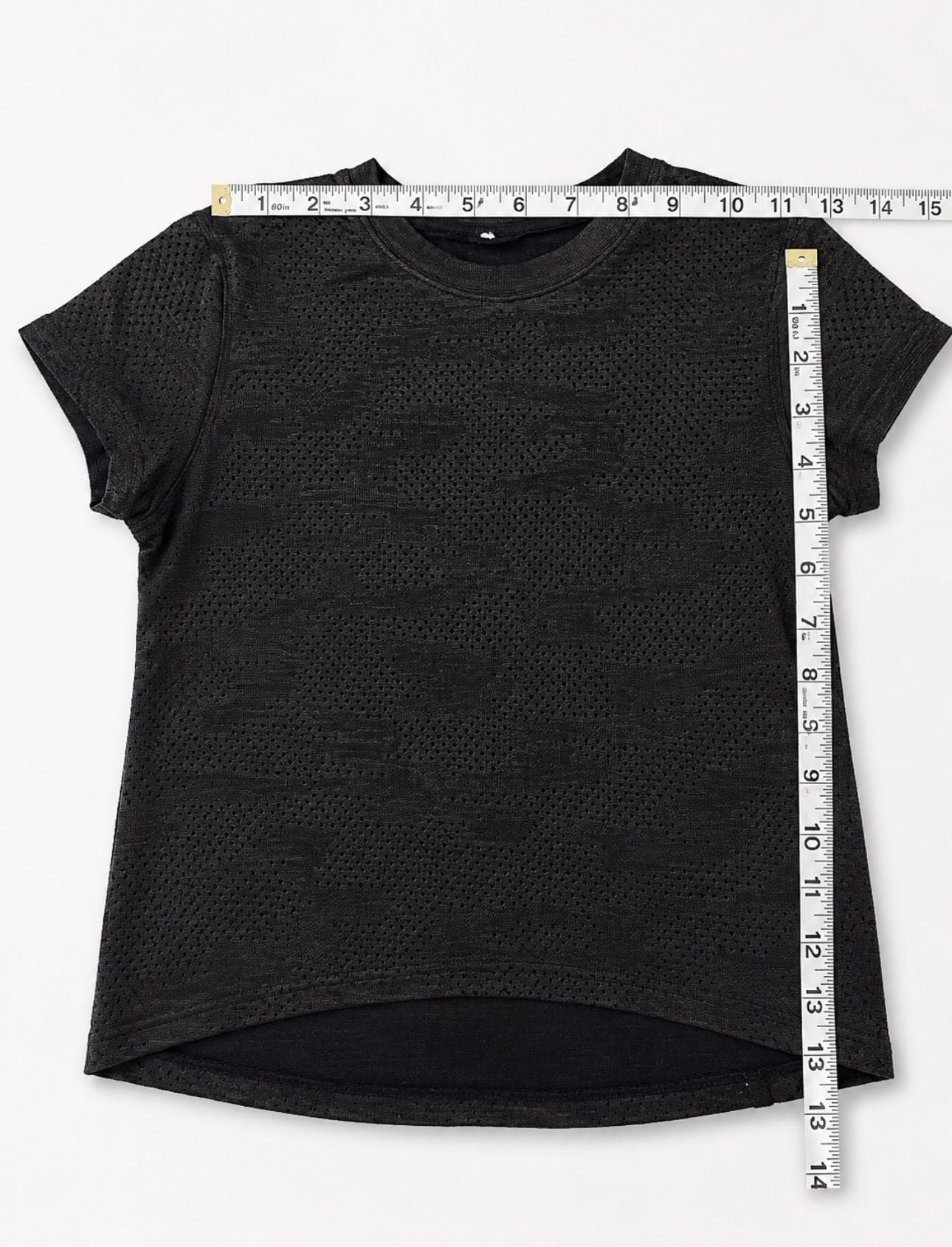 Lululemon Breeze By Short Sleeve Tee Black Perforated Mesh Size 2* 7