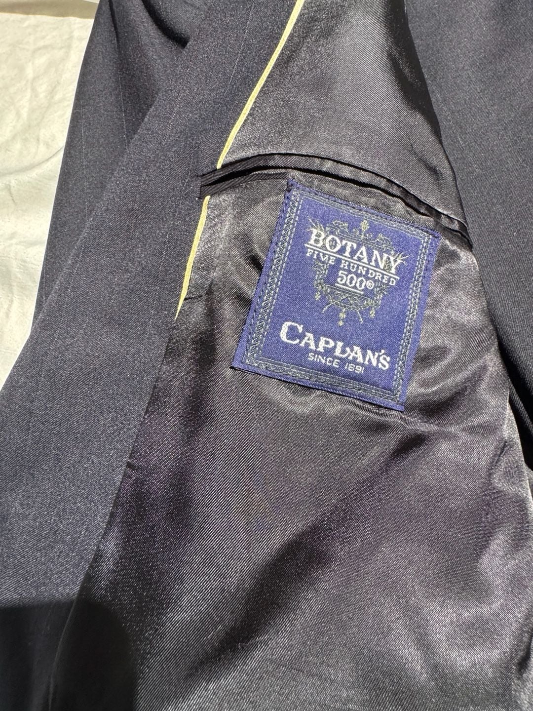 Botany Five Hundred Caplan's Since 1891 Mens Black Pinstripe Two-Piece Suit Jacket and Pants Set 7