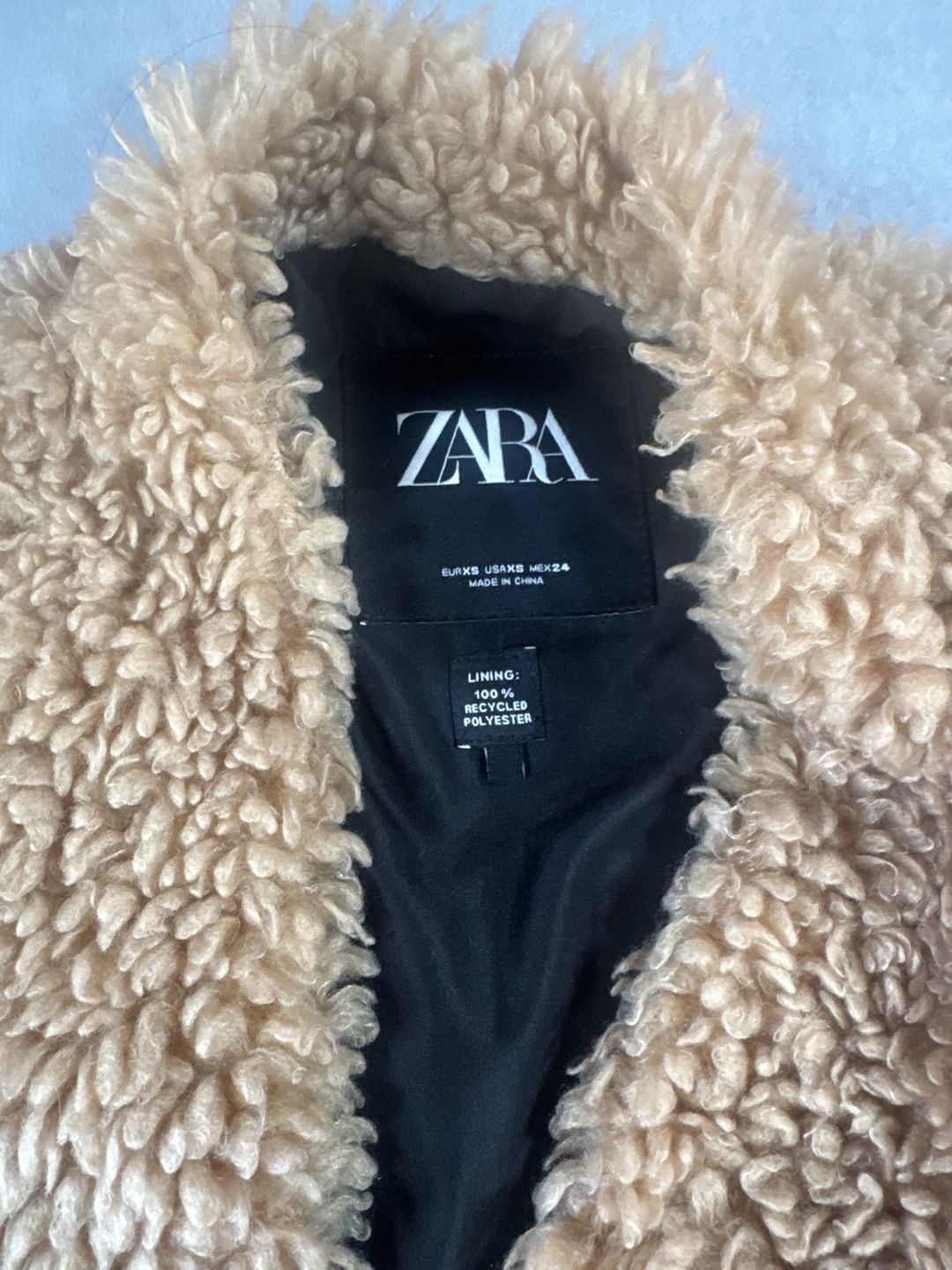 Zara Brown Faux Shearling Teddy Bear Coat Size XS 6