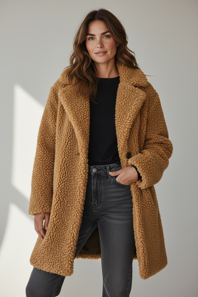 Zara Brown Faux Shearling Teddy Bear Coat Size XS 2