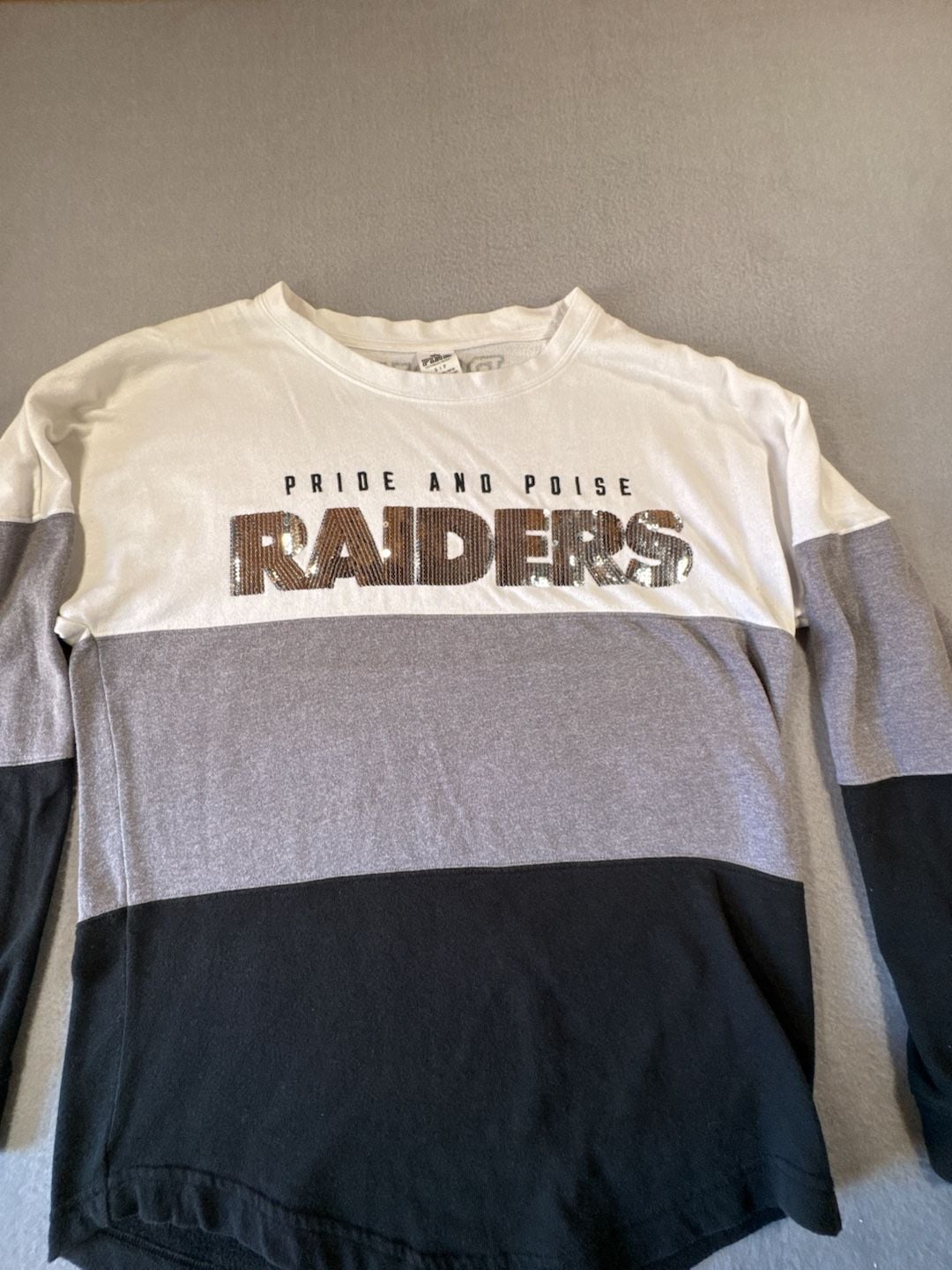 Victoria's Secret PINK NFL Las Vegas Raiders Pride and Poise Sequin Long Sleeve T-Shirt Size S 3