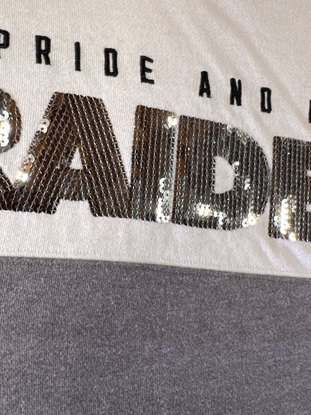 Victoria's Secret PINK NFL Las Vegas Raiders Pride and Poise Sequin Long Sleeve T-Shirt Size S 6