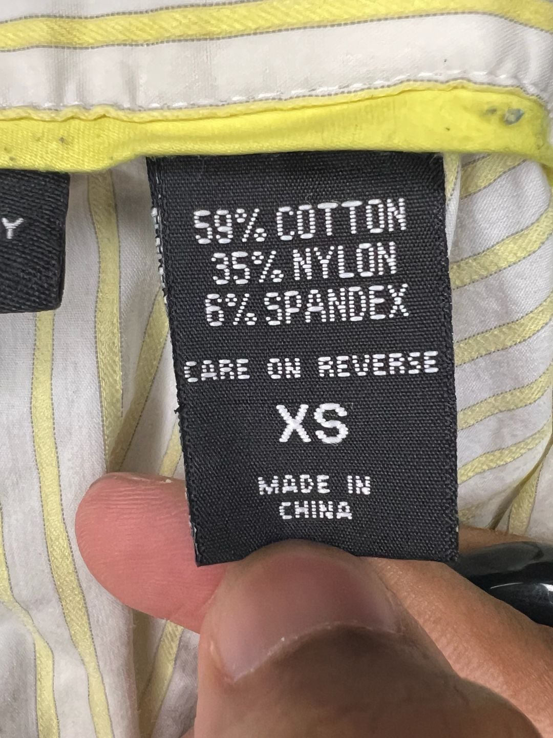 New York & Company Women's Stretch Yellow And White Striped Button Down Shirt Size XS 5