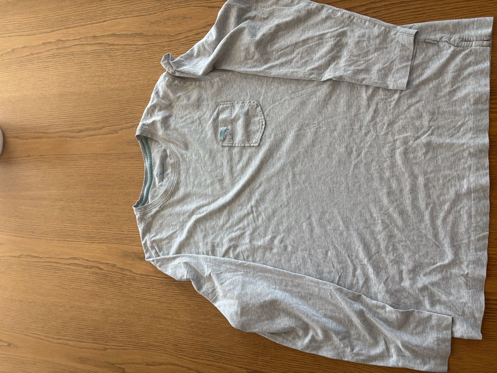 Tommy Bahama Men's Long Sleeve Pima Cotton Pocket T-Shirt Heather Gray Size L 2