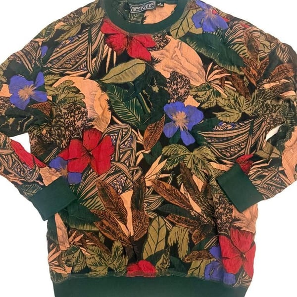 Karen Kane Vintage Tropical Floral Knit Sweatshirt